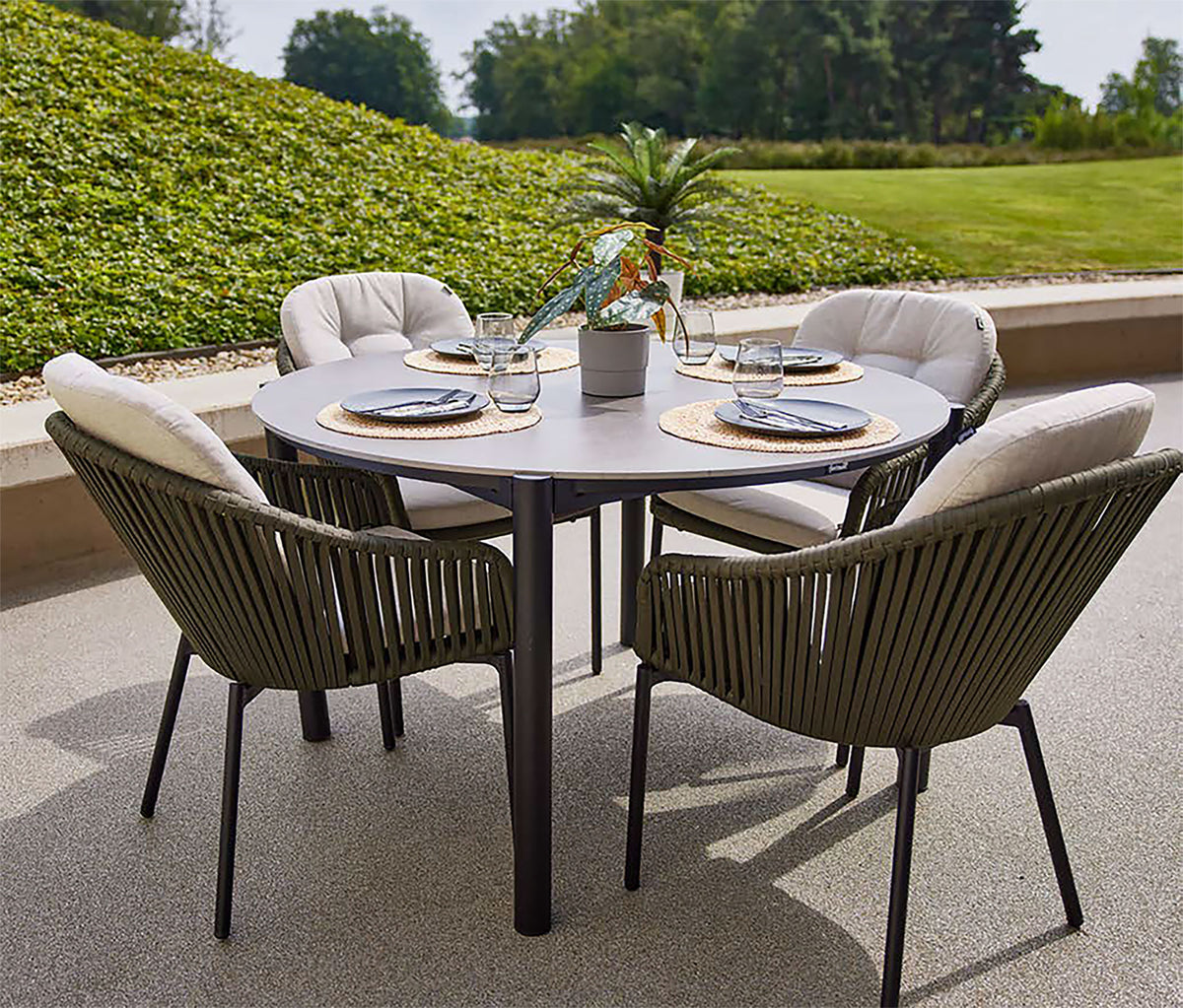 Arezzo Dining Chair Black w/Green Rope Garden/Outdoor Furniture