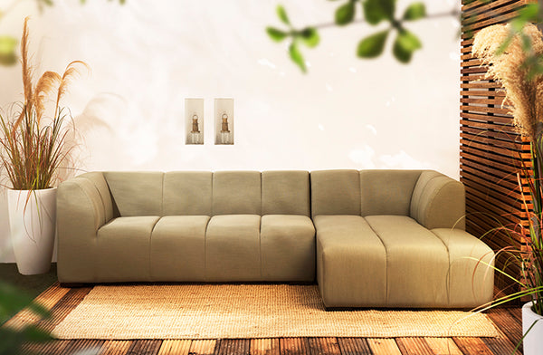 Finn Corner Sofa Set Left Lounger Sunbrella French Green