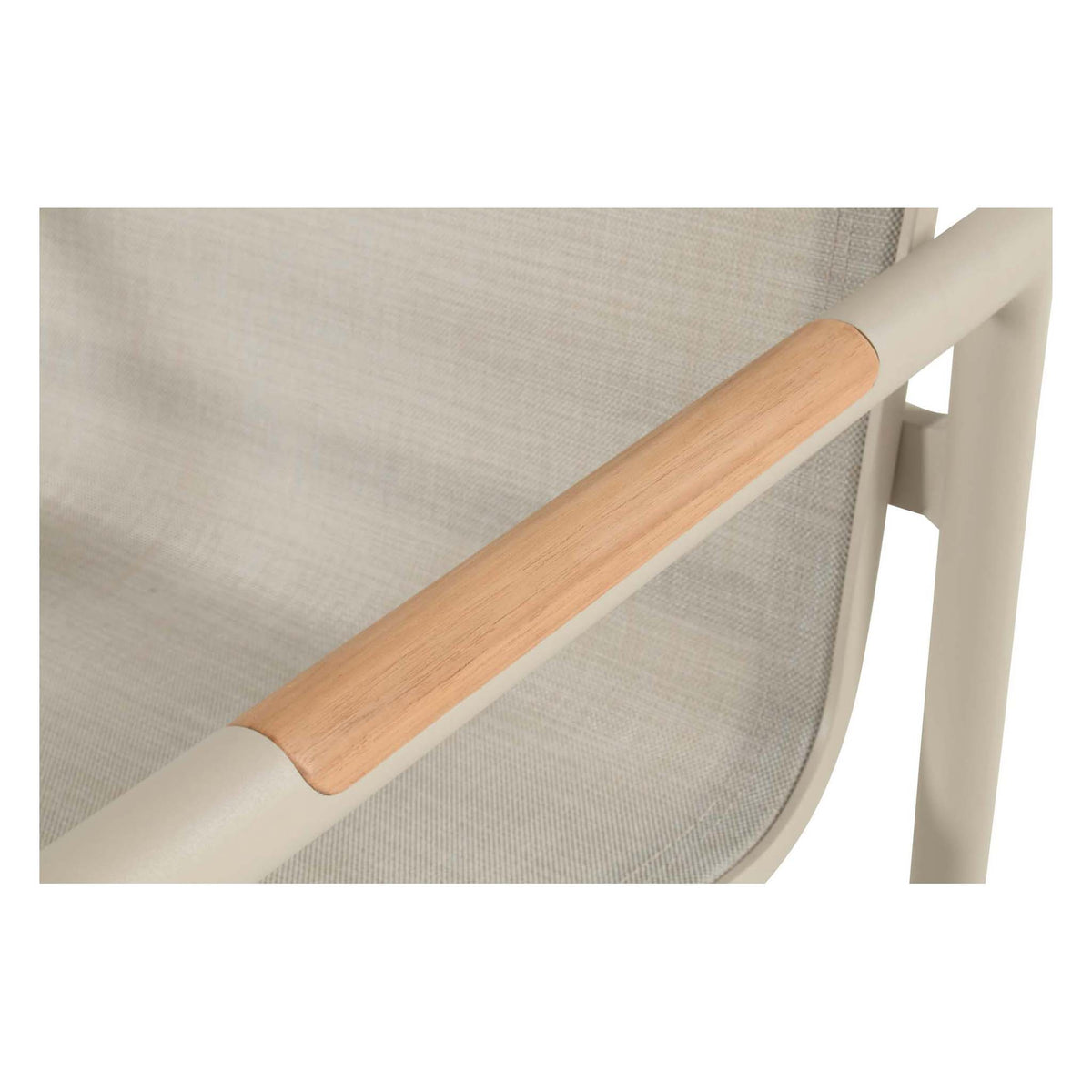Fontaine Dining Chair Sand w/Teak Wood Armrests