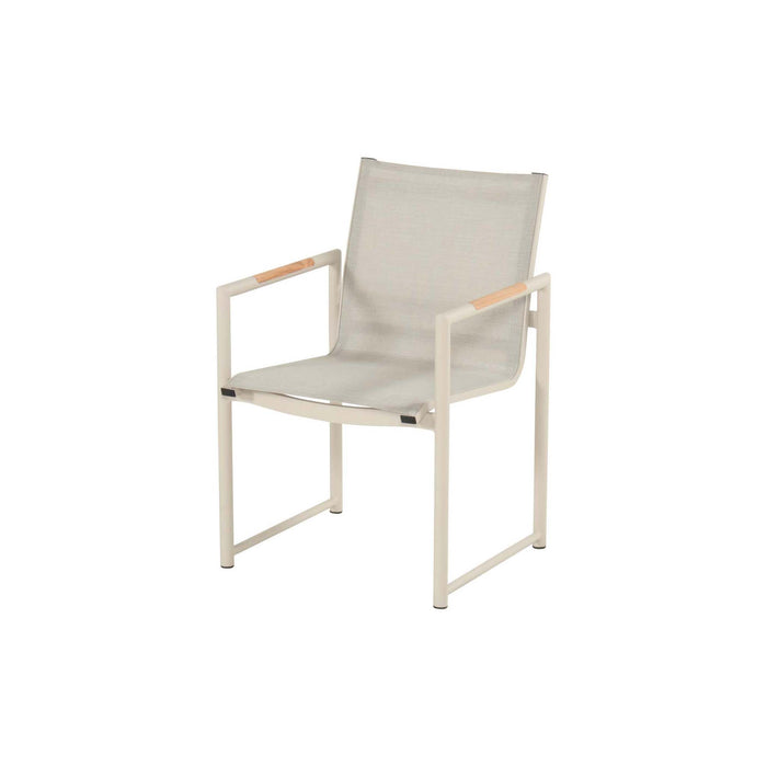 Fontaine Dining Chair Sand w/Teak Wood Armrests