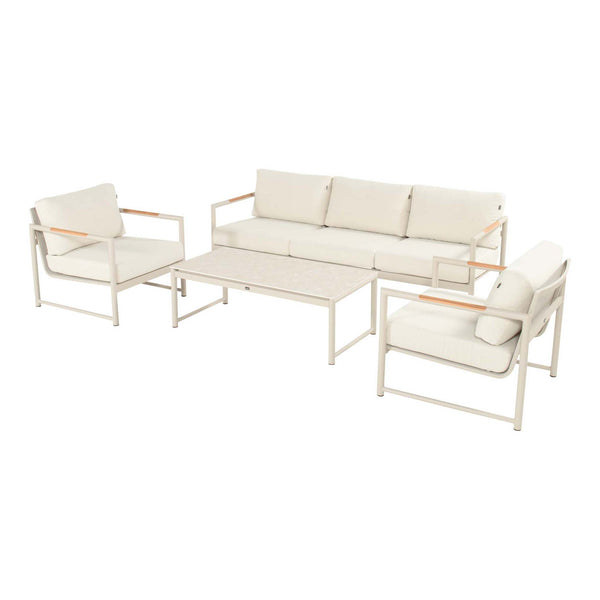 Fontaine 3 Seater Sofa Sand w/Teak Wood Armrest - COMING SPRING 2026