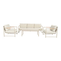 Fontaine Coffee Table 120x60x43cm Sand w/Teak Wood Top
