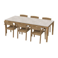 Formentera Table 240x100cm Teak Wood Legs w/Ceramic Top - 1PC ONLY