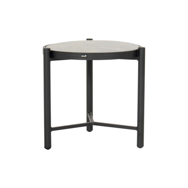 Nika Side Table Ø45xH:47cm Alu Black w/Glass Top