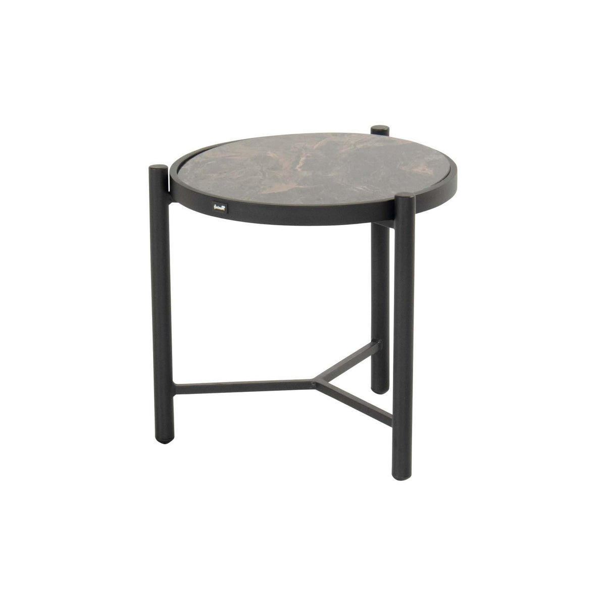 Nika Side Table Ø45xH:47cm Alu Taupe w/Glass Top