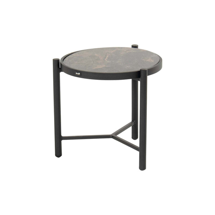 Nika Side Table Ø45xH:47cm Alu Black w/Glass Top