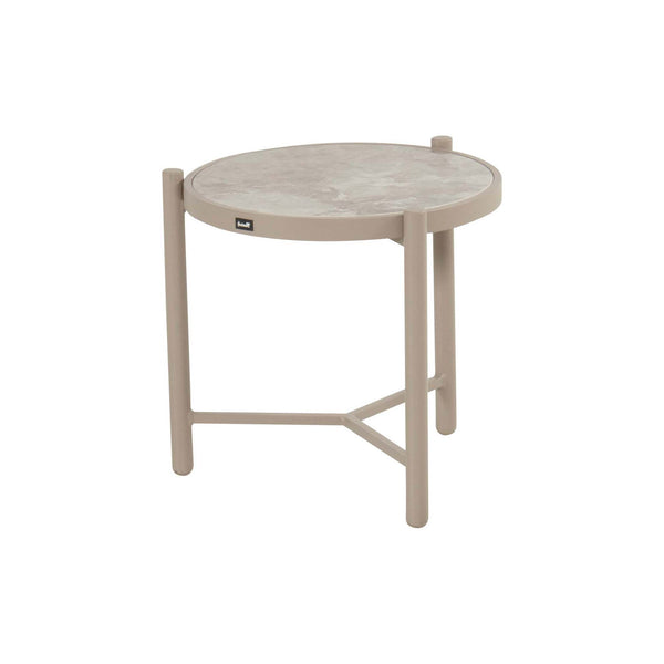 Nika Side Table Ø45xH:47cm Alu Taupe w/Glass Top
