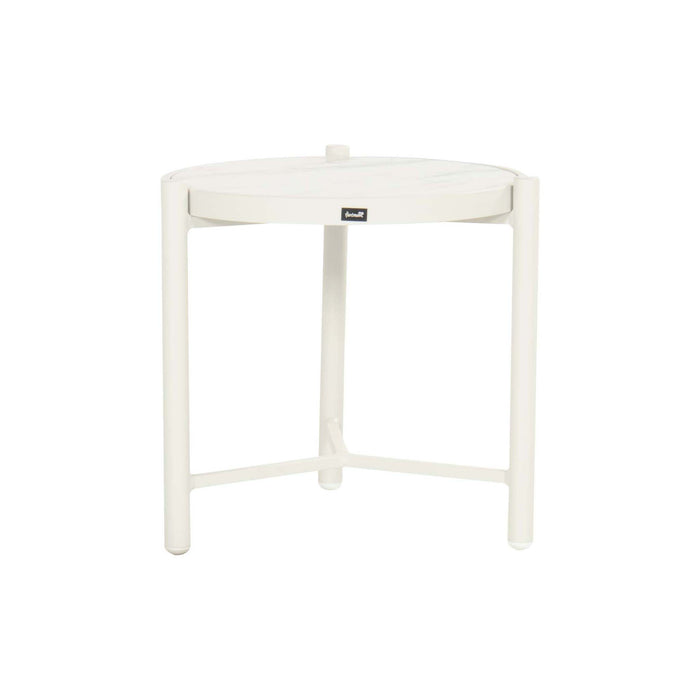 Nika Side Table Ø45xH:47cm Alu White w/Glass Top