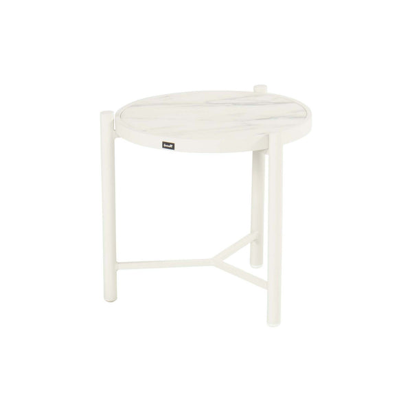 Nika Side Table Ø45xH:47cm Alu White w/Glass Top