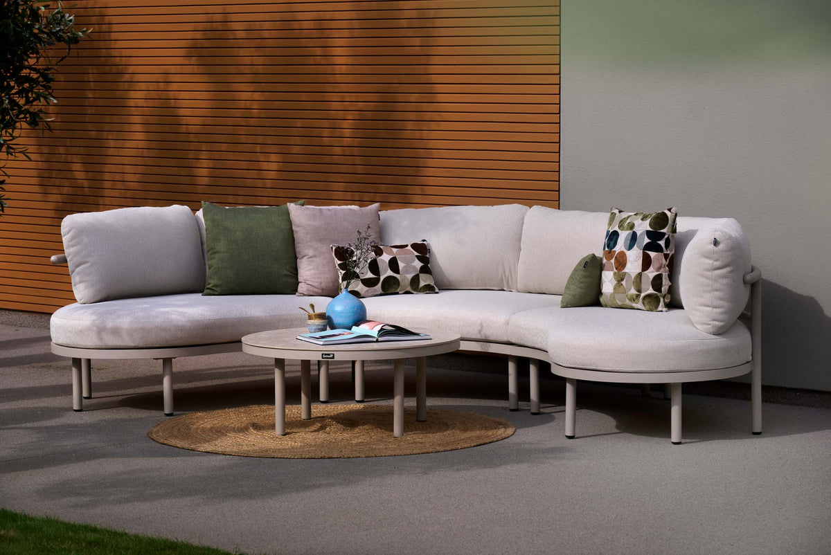BUY AS A SET: Palma Lounge Sofa Set Alu Sand w/Round Coffee Table - COMING AGAIN END OF JULY 2026