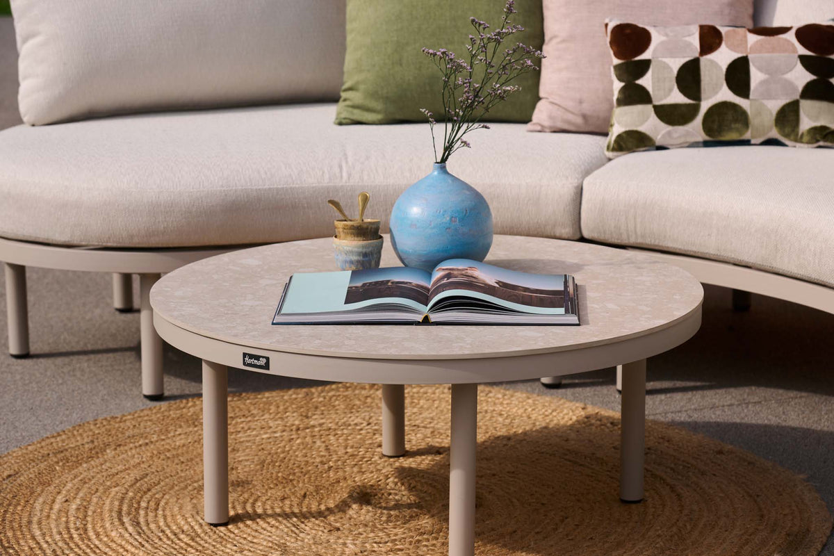 BUY AS A SET: Palma Lounge Sofa Set Alu Sand w/Round Coffee Table - COMING AGAIN END OF JULY 2026