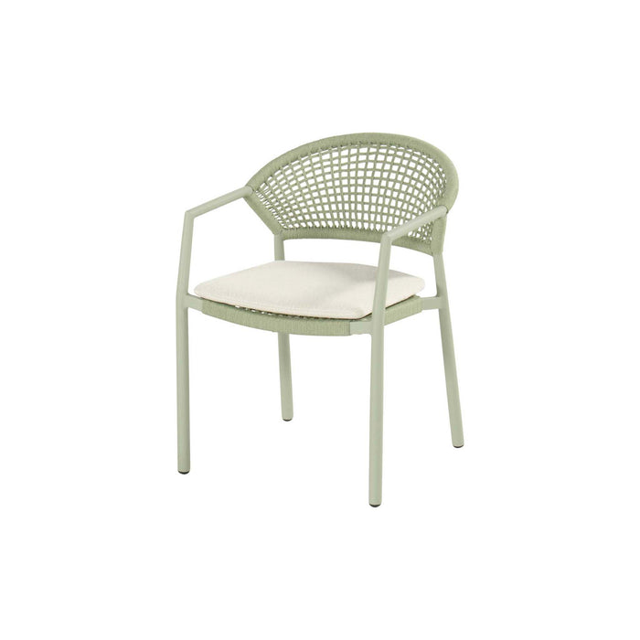 Taragona Stacking Chair Alu Soft Green w/Rope