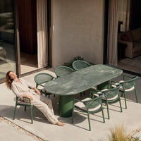 Valencia Table Oval & Taragona Stacking Chair Green