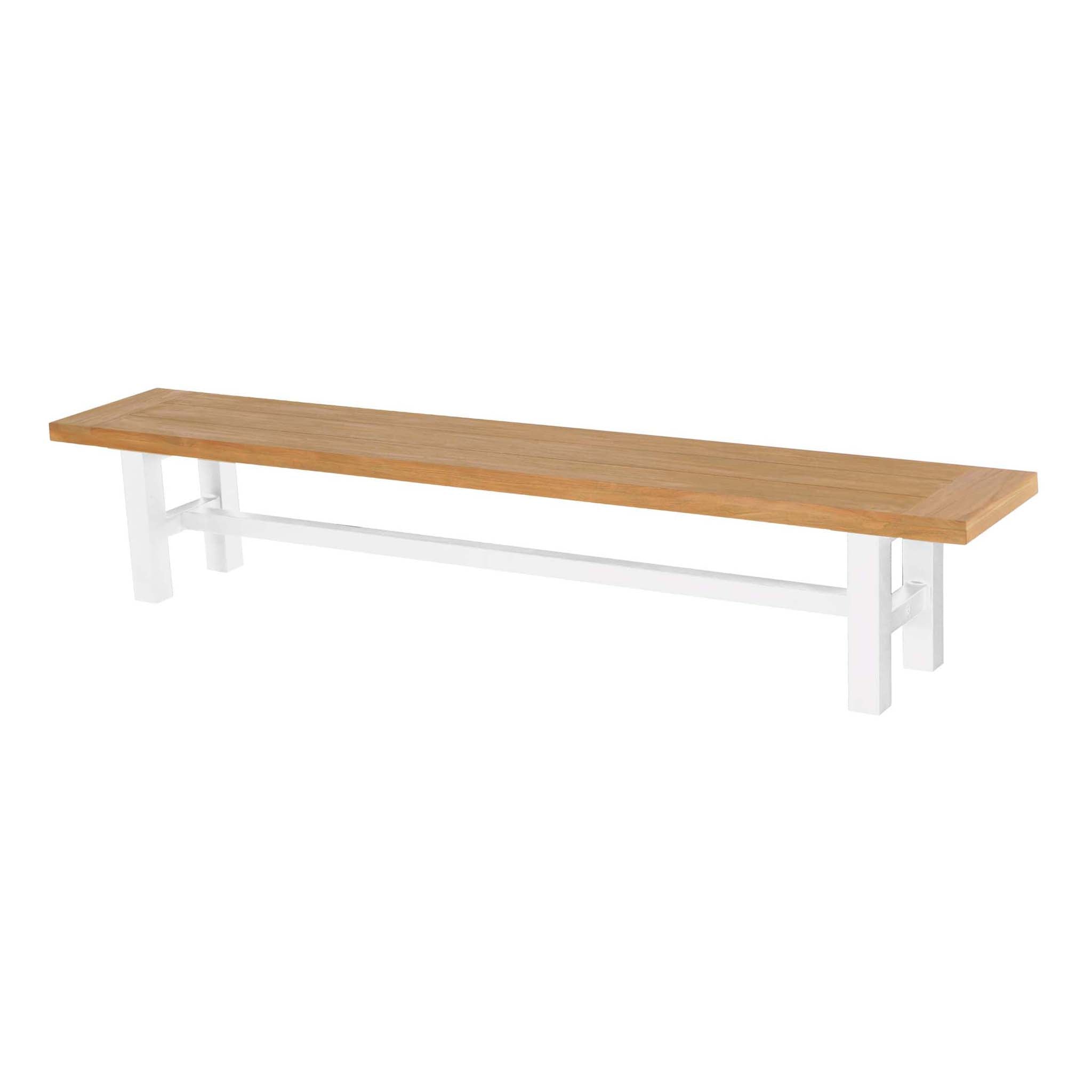 Yasmani Bench 240x42cm White w/Teak Wood Top Hartman Garden