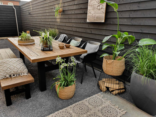 Yasmani Table 240x100cm Black w/Teak Wood Top
