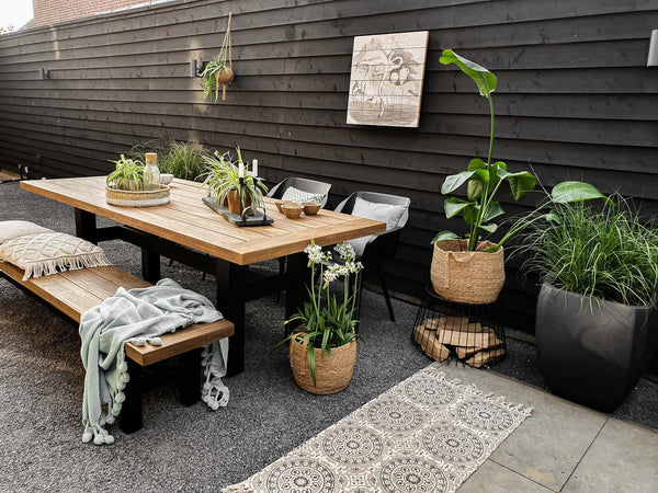 Yasmani Table 300x100cm Black w/Teak Wood Top